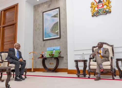 President William Ruto meeting with UN General Assembly President Philémon Yang at State House on Wednesday February 19, 2025. PHOTO/@WilliamsRuto/X