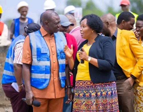 Laikipia MP Jane Kagiri speaks with President William Ruto in Nanyuki on January 10, 2024. PHOTO/@hon_kagiri/X