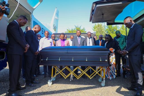 The casket bearing the remains of William Cheptumo. PHOTO/@Senate_Ke/X