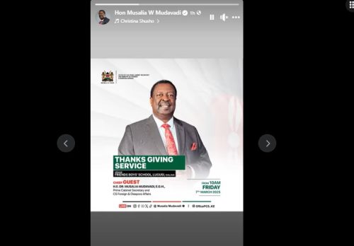 A statement shared on CS Musalia Mudavadi's Facebook's story. PHOTO/ Screengrab by PD Digital/https://web.facebook.com/Mudavadi.Musalia