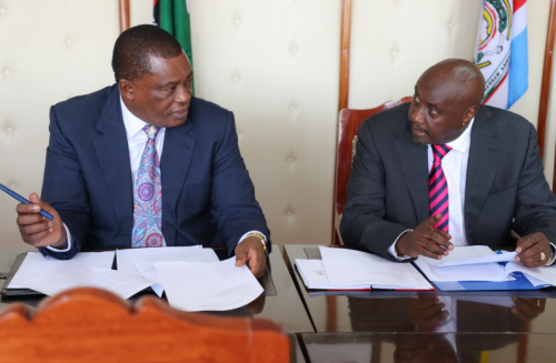 Public Service Cabinet Secretary Justice Muturi and Amos Gathecha on Monday, March 3, 2025. PHOTO/@HonJBMuturi/X