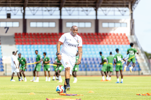 Harambee Stars tactician Bennie McCarthy during a past training session ahead of their fixture against Gambia in Ivory Coast. PHOTO/RODGERS NDEGWA