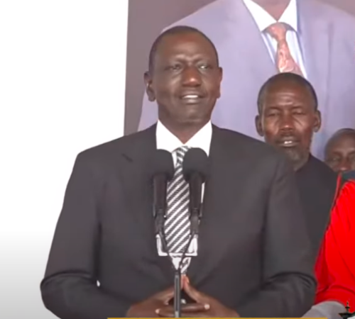 President Ruto joins mourners in Baringo County to pay his last respects to the late Senator William Cheptumo. PHOTO/Screengrab by People Daily Digital.