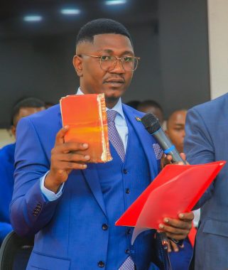 Fikirini Jacobs takes an oath before beginning his vetting by Members of Parliament on April 4, 2025. PHOTO/https://web.facebook.com/FikiriniJacobs
