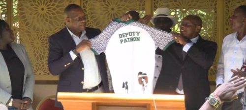 Deputy Chief of Staff Eliud Owalo being unveiled as Deputy Patron of Gor Mahia on Wednesday, April 16, 2025. PHOTO/Screengrab by PD Digital/https://www.facebook.com/eliud.owalo.3/videos/1879425016162095