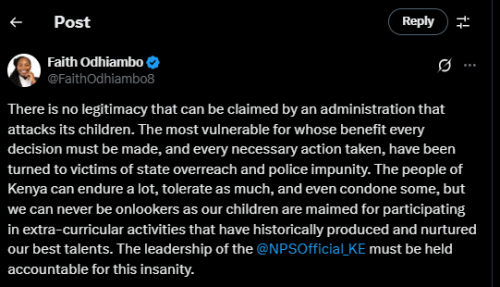 A post shared by LSK President Faith Odhiambo on Thursday. April 10, 2025, on X. PHOTO/Screengrab by PD Digital from @FaithOdhiambo8
