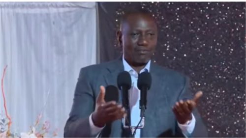 President William Ruto speaking during Easter Sunday service in Ntulele, Narok County, on Sunday, April 20, 2025. PHOTO/screengrab by PD digital from video posted by @WilliamsRuto/X