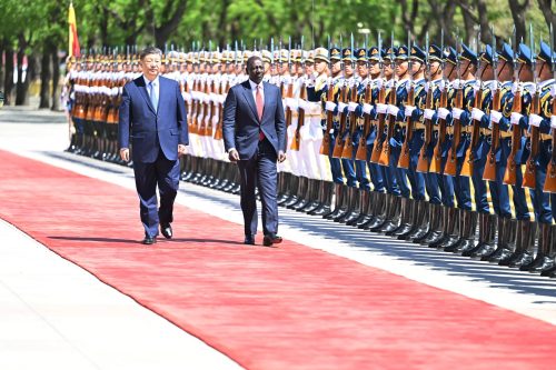 President William Ruto and China's Xi Jinping inspect a guard of honour. PHOTO/@WilliamsRuto/X