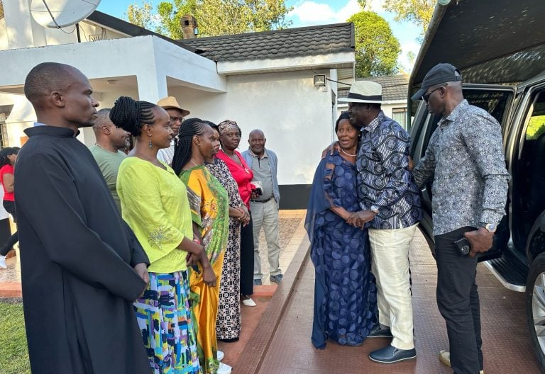 Raila Odinga visits the family of ex-EALA MP Mumbi Ngaru on April 26, 2025. PHOTO/@RailaOdinga/X