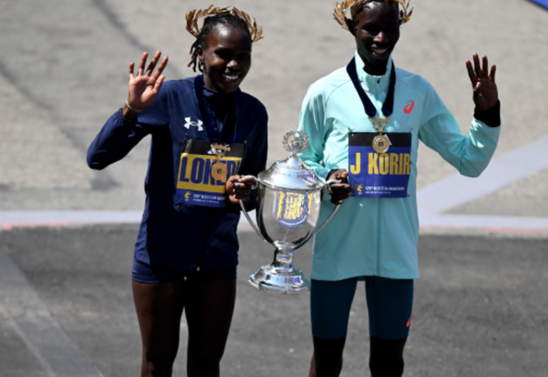 Sharon Lokedi during the Boston Marathon, a World Athletics Platinum Label road race. PHOTO/@WorldAthletics/X
