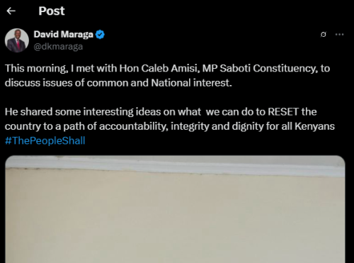 A post shared by David Maraga on Monday, April 14, 2025, on X. PHOTO/Screengrab by PD Digital from @dkmaraga

