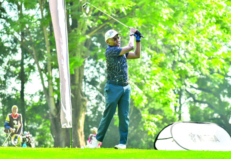 Safaricom chief executive Peter Ndegwa in action at the Kiambu Golf Club during the club’s leg of the 2025 NCBA Golf Series on Saturday, March 15, 2025. PHOTO/Sport Picha 