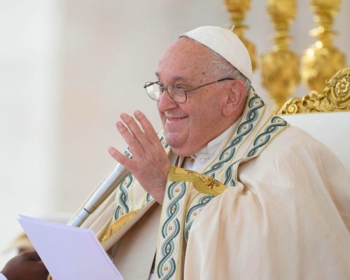 Pope Francis when he canonized 14 new Catholic saints, including the 11 Martyrs of Damascus, who were killed in Syria for refusing to renounce their faith. PHOTO/@VaticanNews