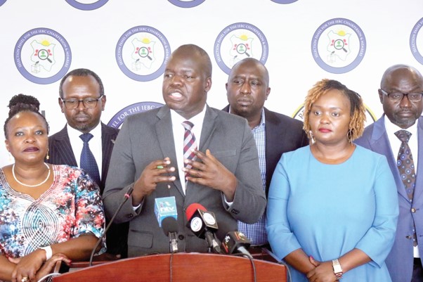 IEBC selection panel addressing the press. PHOTO/PRINT