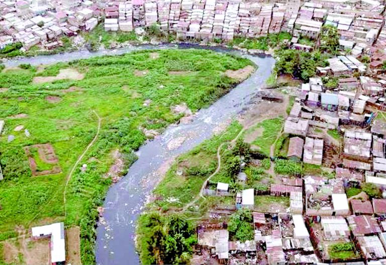 Nairobi River crisscrosses Mathare slums in Nairobi. PHOTO/Print