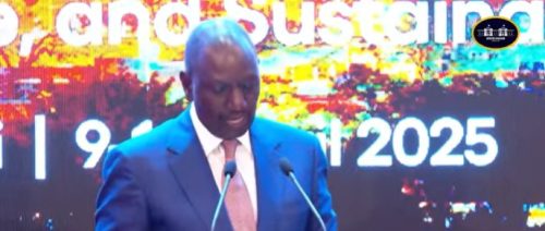 President William Ruto speaking during the World Chambers Federation Africa Summit in Nairobi on Wednesday, April 9, 2025. PHOTO/Screengrab by PD Digital/https://www.youtube.com/watch?v=i9fMjsinGJ0