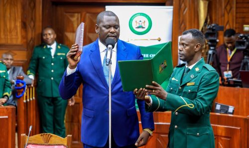 Cabinet Secretary nominee for the Ministry of Public Service and Human Capital Development Geoffrey Ruku during his vetting on Monday, April 14, 2025. PHOTO/@gk_ruku/X