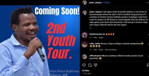 A post shared by MP Peter Salasya on Wednesday, April 23, 2025, on Instagram. PHOTO/Screengrab by K24 Digital from @peter_salasya