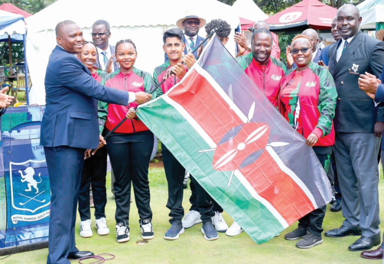 Sports PS Elijah Mwangi flaggs of Kenya’s young guns ahead of the All Africa Junior Team Championship (AAJTC). PHOTO/SPORT PICHA