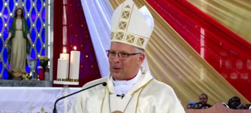 The Apostolic Nuncio to Kenya, Archbishop Hubertus van Megen, on Friday, April 25, 2025. PHOTO/ Screengrab by PD Digital/https://www.facebook.com/catholicarchdioceseofnairobi/videos/9940481459309874/