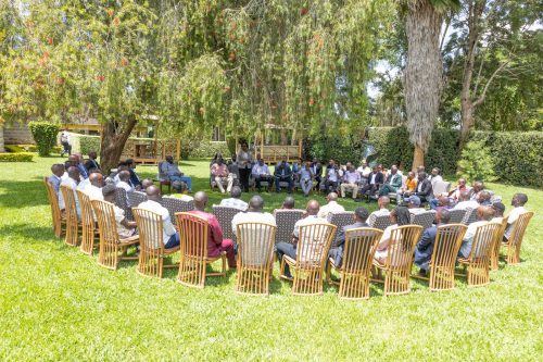 Rigathi Gachagua chairing a meeting at his Wamunyoro home in Nyeri on Saturday April 19, 2025. PHOTO/https://web.facebook.com/DPGachagua