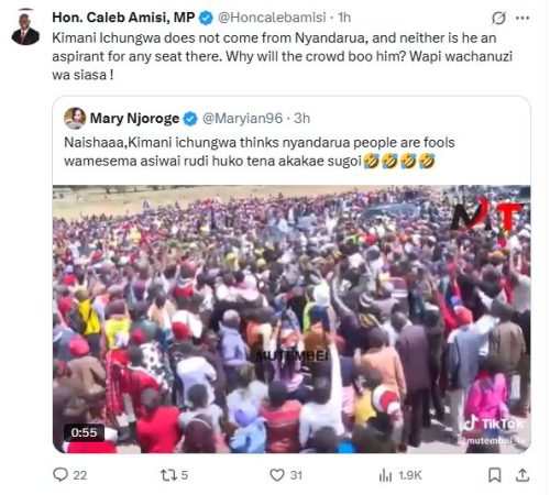 Screenshot of Amisi's post. PHOTO/@Honcalebamisi