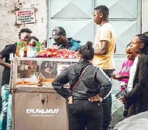 Street vendor with smokies and eggs. PHOTO/PRINT