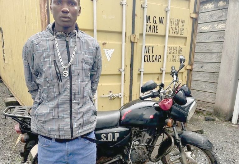 A bodaboda rider Amos Baraza who was arrested from Nairobi’s Kibera slums over the murder of Kasipul MP Ong’ondo Were after he was arrested on Tuesday night in an operation in the slum. PHOTO/Charles Mathai