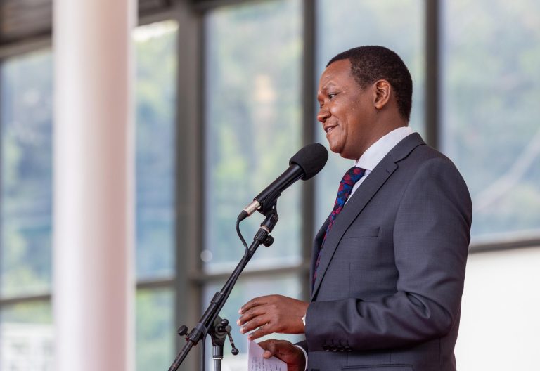 Labour Cabinet Secretary Alfred Mutua during a meeting between President William Ruto and grassroots leaders from the Kamba community at State House, Nairobi on May 21, 2025. PHOTO/https://www.facebook.com/williamsamoei/
