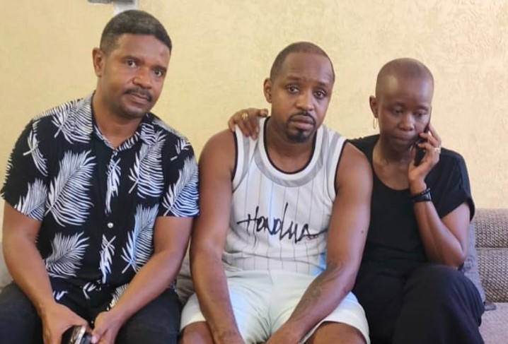 Activist Hussein Khalid, Boniface Mwangi and his wife in Kwale. PHOTO/@husskhalid/X