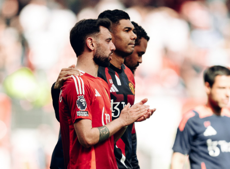 Bruno Fernandes and Casemiro of Manchester United. PHOTO/@ManUtd/X