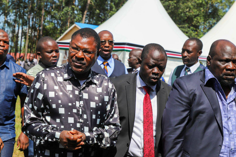 National Assembly Speaker Moses Wetang\'ula arrives at Karabok Primary School for the burial of Kasipul MP Charles Ong\'ondo Were. PHOTO/https://web.facebook.com/ParliamentKE