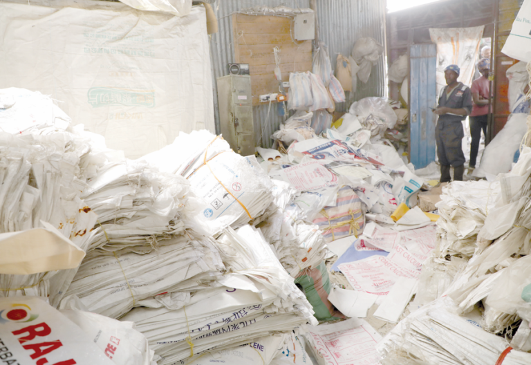 Counterfeit fertiliser bags seized by the Anti-Counterfeit Authority and
other agencies in Kariakor, Nairobi, in February this year. PHOTO/Bernard Malonza