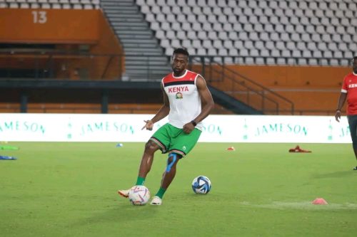 Masud Juma during Harambee Stars’ game against Seychelles on November 20, 2023. PHOTO/@Dollar__SM/X