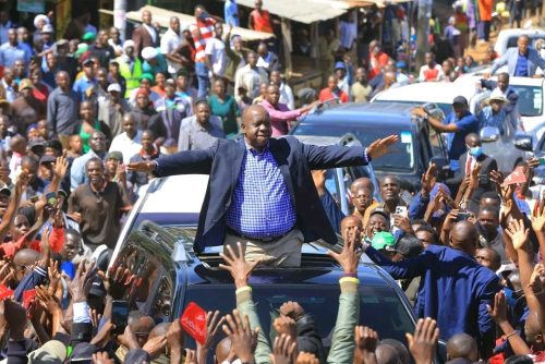 Former Interior Cabinet Secretary Fred Matiang'i during his tour of Gusii region on Friday, May 2, 2025. PHOTO/@RichardOnyonka_/X