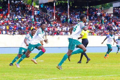 Sylvester Owino celebrates a goal with Gor Mahia fans. PHOTO/@OfficialGMFC/X