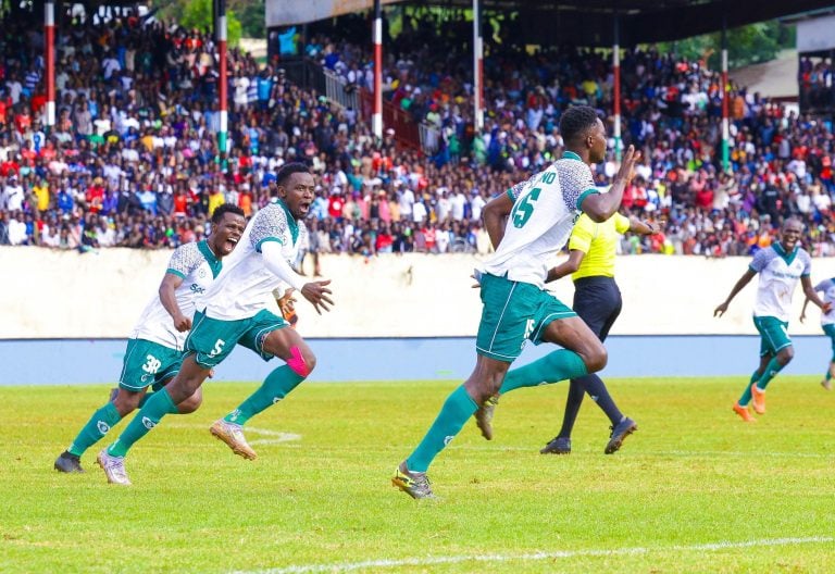 Sylvester Owino celebrates a goal with Gor Mahia fans. PHOTO/@OfficialGMFC/X