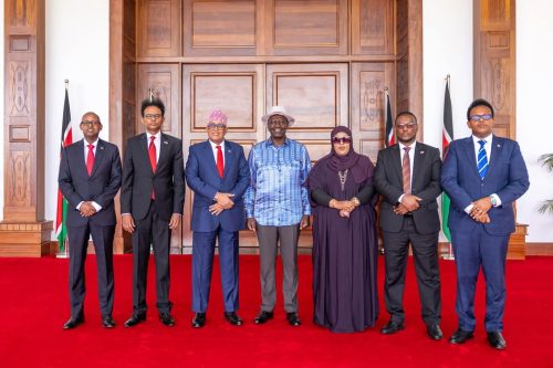 President William Ruto, President Abdirahman Mohamed Abdillahi, with other officials from Somaliland at the State House, Nairobi on May 29, 2025, after the strategic talks. PHOTO/@Presidencysl_/X