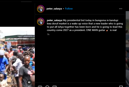 A post shared by MP Peter Salasya on Saturday, May 3, 2025, on Instagram. PHOTO/Screengrab by K24 Digital from @peter_salasya