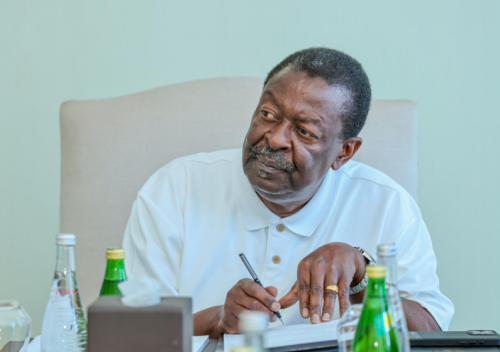 Prime Cabinet Secretary and Cabinet Secretary for Foreign and Diaspora Affairs Musalia Mudavadi in Morocco during a meeting chaired by Ambassador Jessica Gakinya and attended by top embassy staff. PHOTO/@MusaliaMudavadi/X
