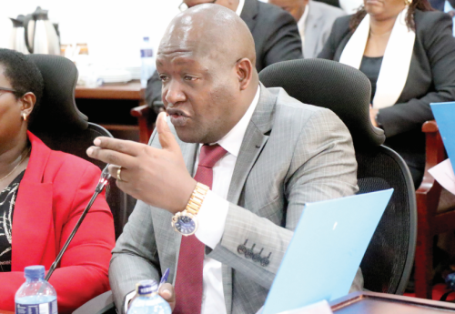 Kericho Governor, Eric Mutai responds to questions from senators. PHOTO/Kenna Claude