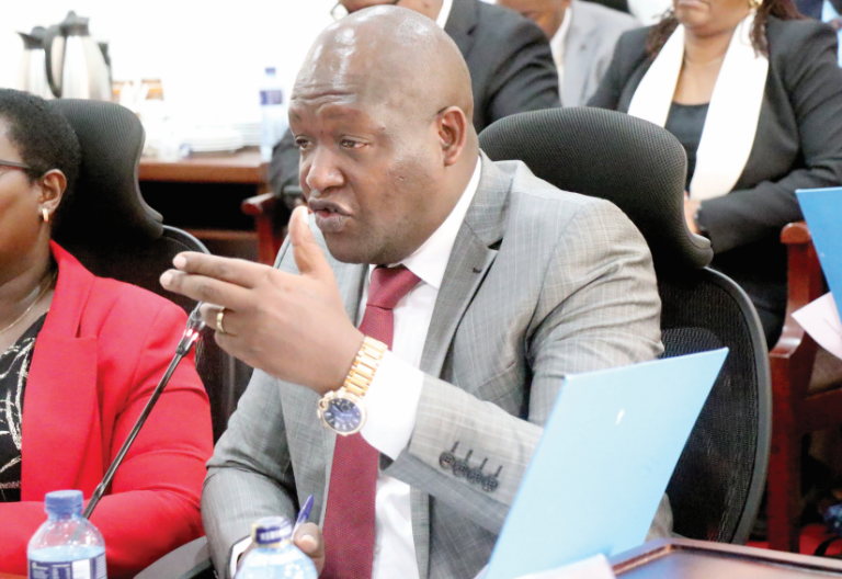 Kericho Governor, Eric Mutai responds to questions from senators. PHOTO/Kenna Claude