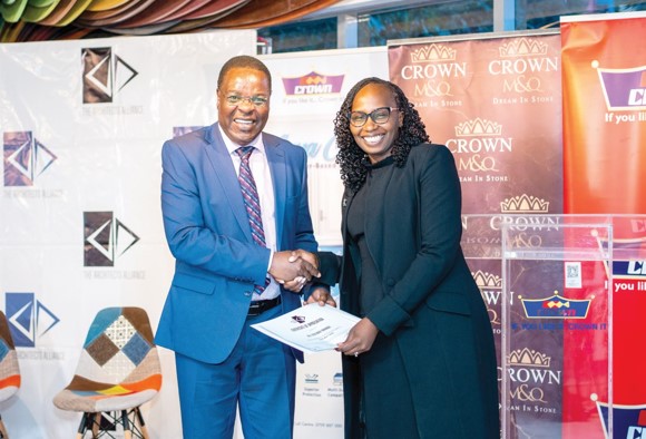 EACC chairperson Archbishop David Oginde (left) with LSK President Faith Odhiambo during The Architect Alliance meeting on ethics and corruption in Kenya’s professional section PHOTO/FAITH MACHARIA