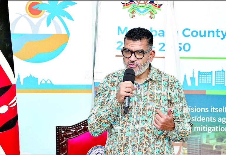 Mombasa Governor Abdulswamad Nassir speaks in Mombasa on May 14, 2025. PHOTO/Rueben Mwambingu