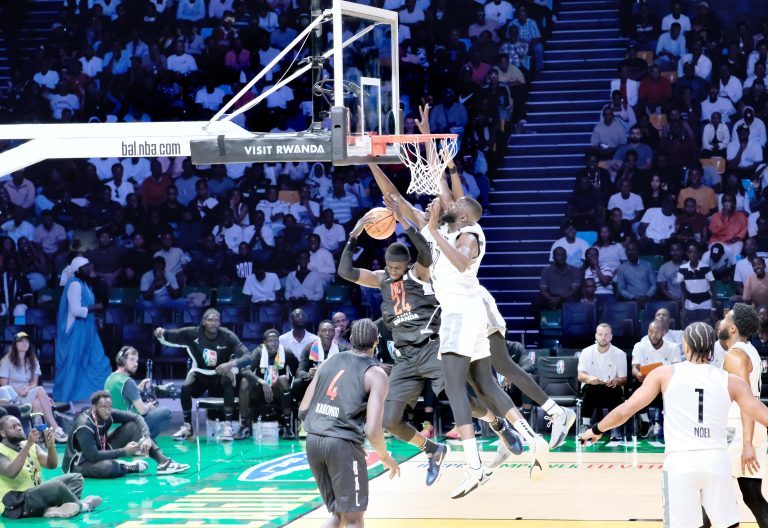 Rwanda Patriotic Army (APR) thrashed Nairobi City Thunder 92-63 in their opening match witnessed by Rwandan President Paul Kagame and BAL President Amadou Gallo Fall on Saturday, May 17, 2025. PHOTO/NCT MEDIA
