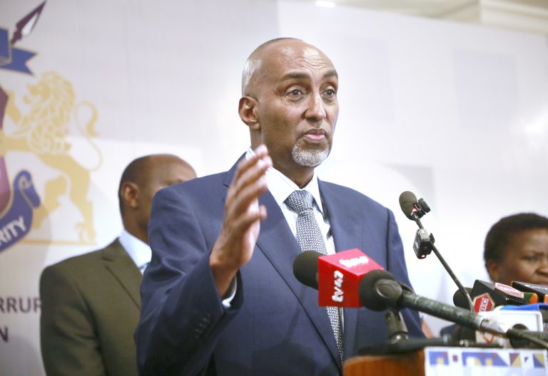Ethics and Anti-Corruption Commission chief executive Abdi Mohamud during the launch of the ethics and integrity conference in Nairobi yesterday. PHOTO/Samuel Kariuki