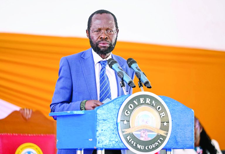 Kisumu Governor Anyang’ Nyong’o speaking in Kisumu on May 14, 2025. PHOTO/Noven Owiti
