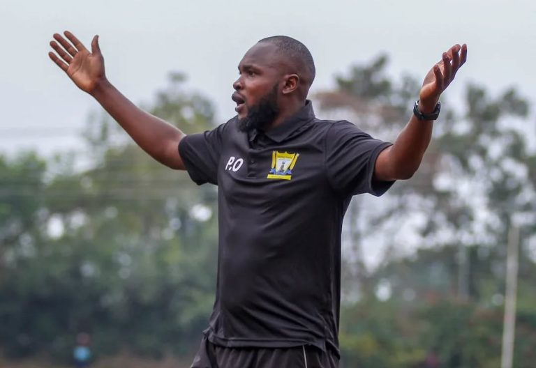 Kakamega Homeboyz asistant coach Paul Okatwa gestures during a past clash. PHOTO/https://www.facebook.com/paul.okatwa.1/photos