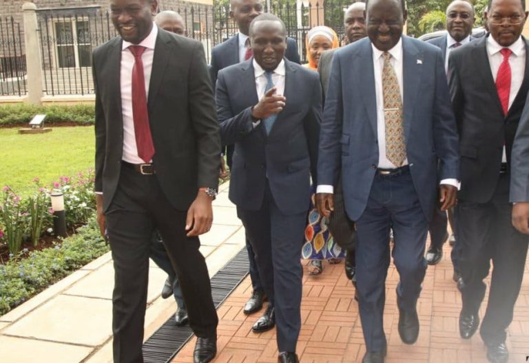 An image of Raila arriving in parliament on 22 May 2025 ahead of senate address