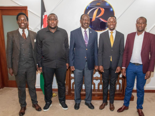 Former Prime Minister Raila Odinda, John Baptist Ouma, Victor Marende, Fred Makajos and Kasmuel McOure. PHOTO/@RailaOdinga/X